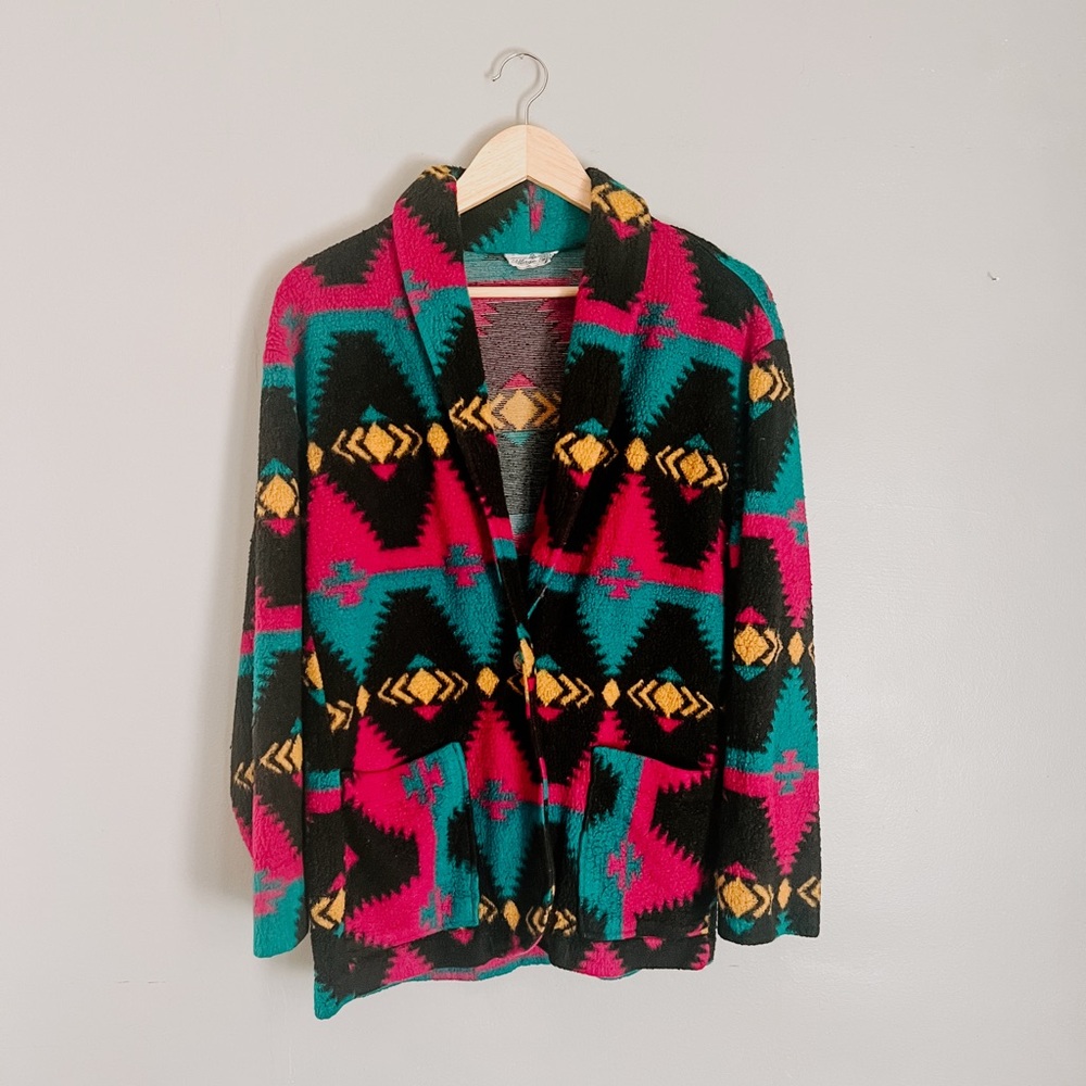 Colorful Geometric Patterned Cardigan